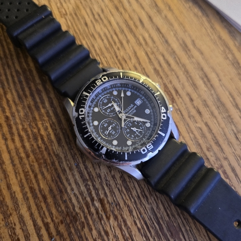 Lorus Black Chronograph Watch
